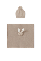 Kids Beanie Hat & Rabbit Comforter Set